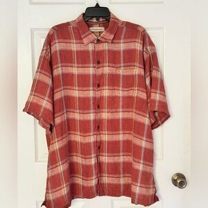 Tommy Bahama Men’s 100% Linen Button Up Shirt Plaid Size XXL